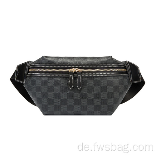 Klassischer Stil und Farb Vintage Fanny Pack Unisex schwarzer wasserdichte Ledertailbeutel